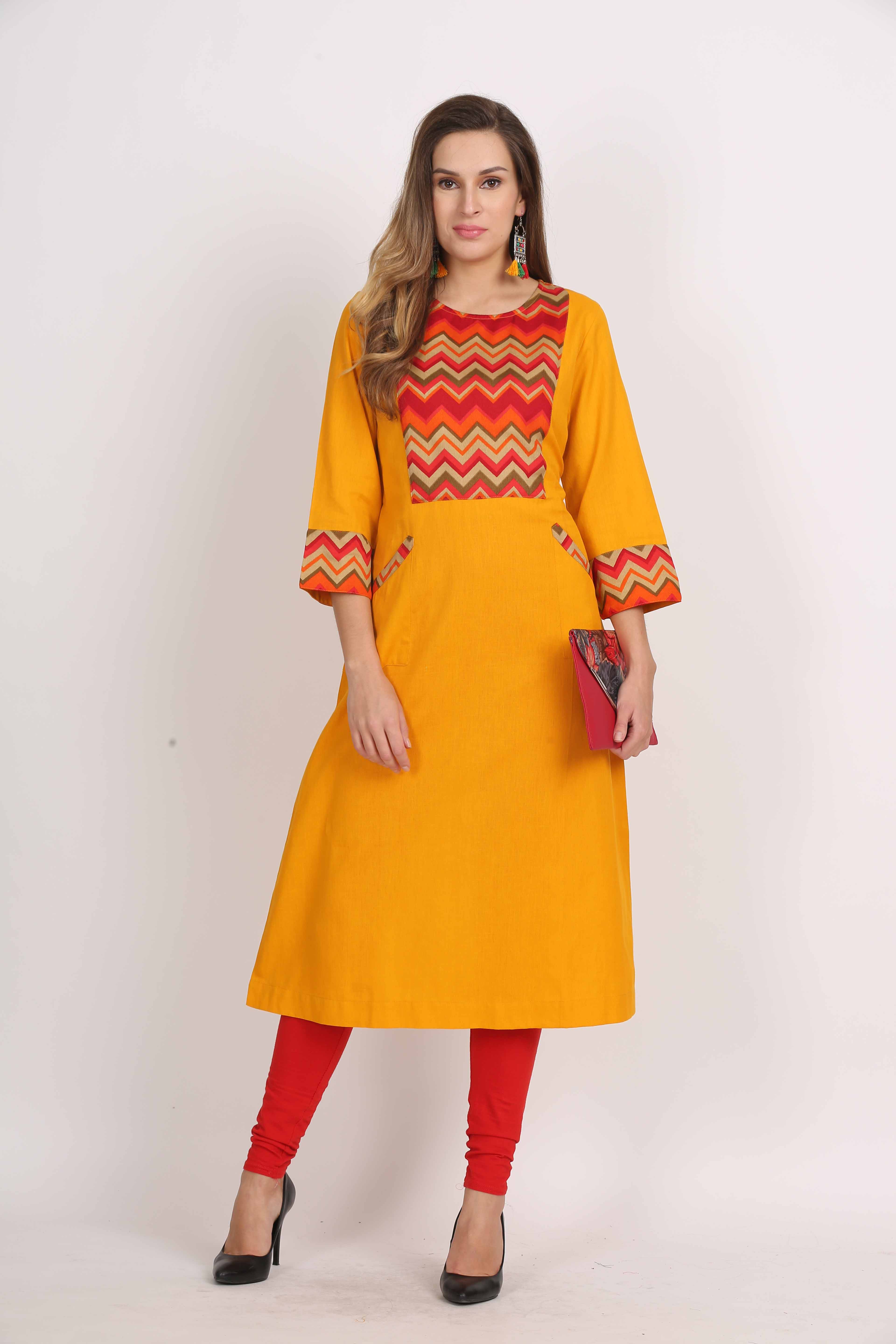A-Line Kurta with Front Pocket