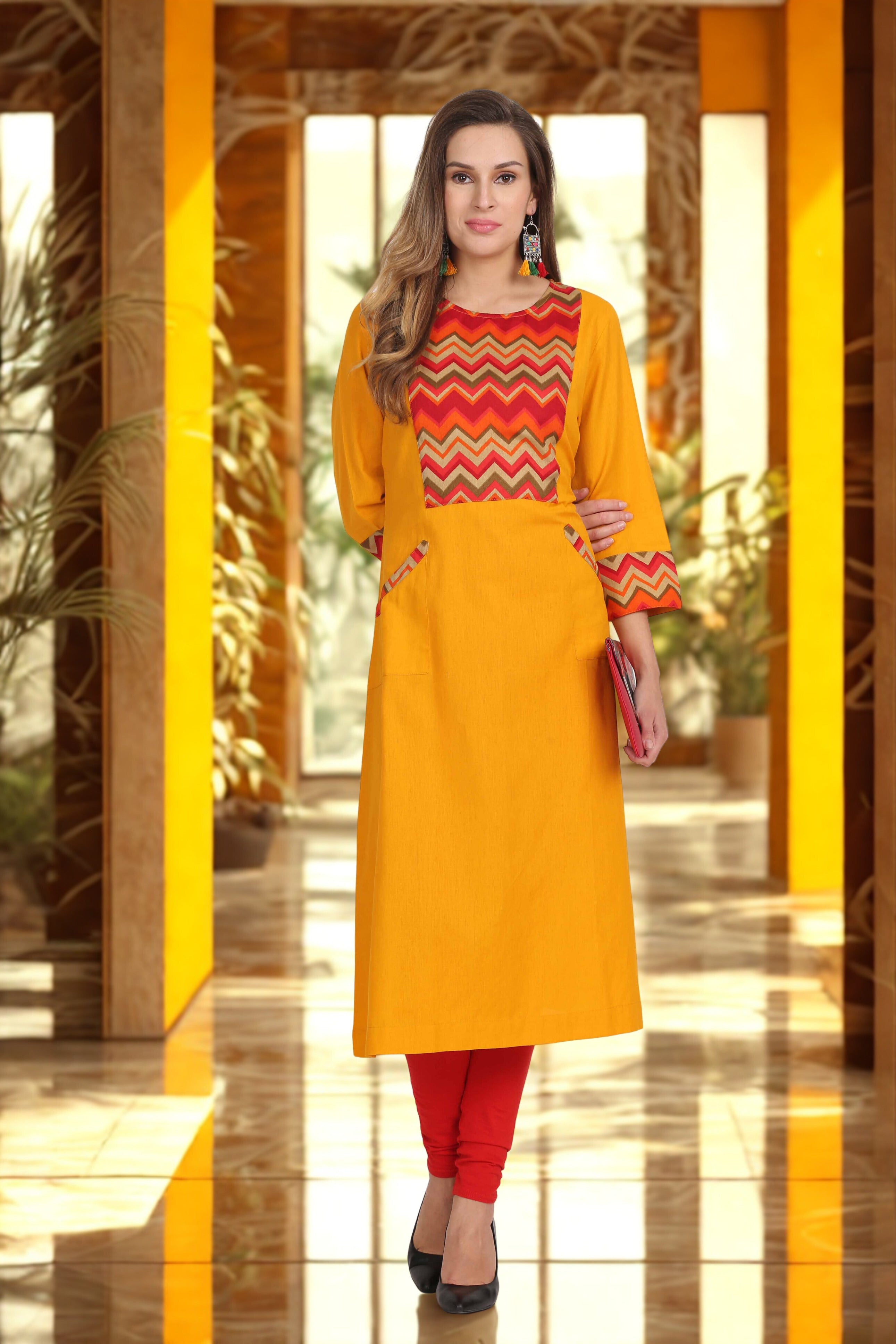 A-Line Kurta with Front Pocket