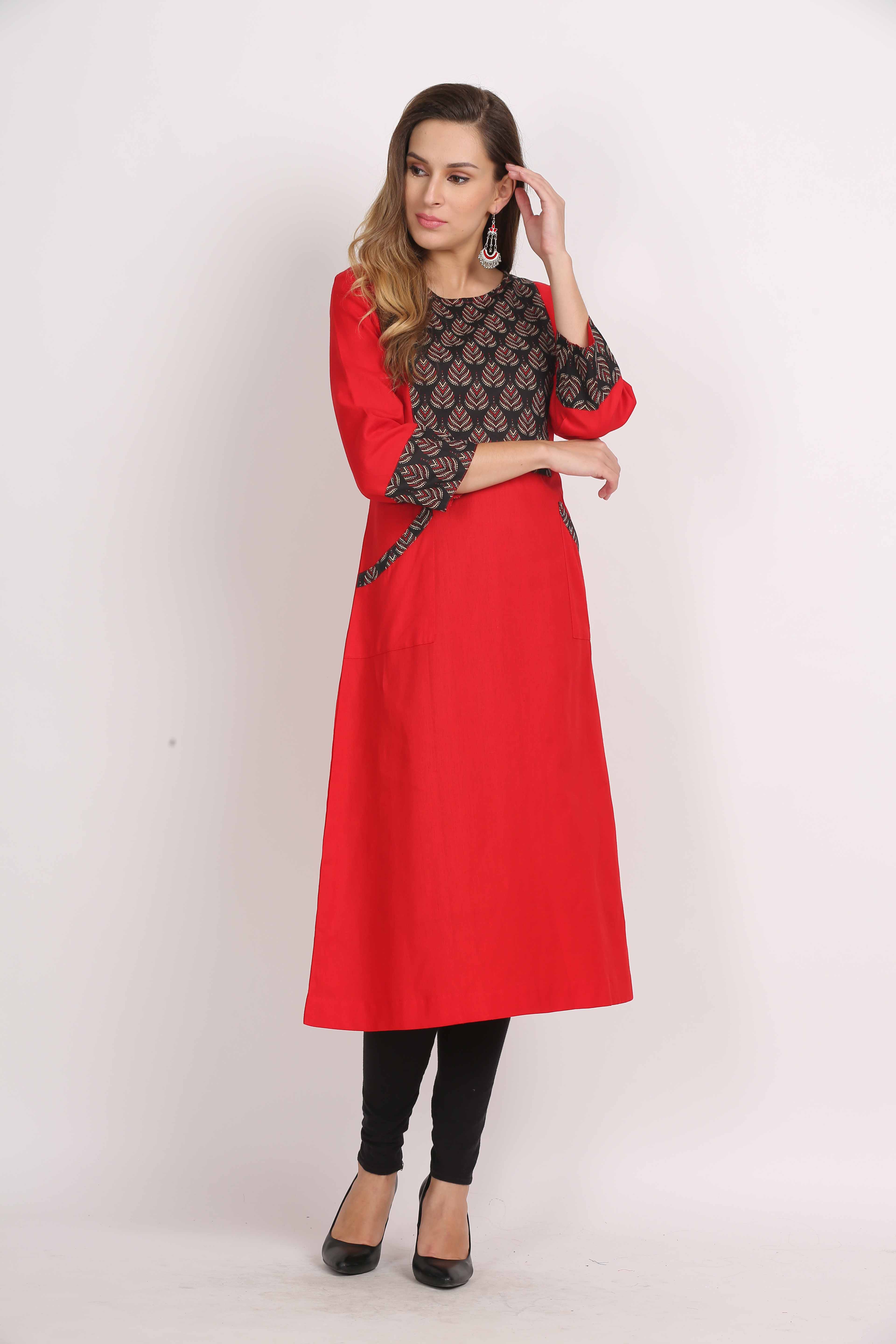 A-Line Kurta with Front Pocket