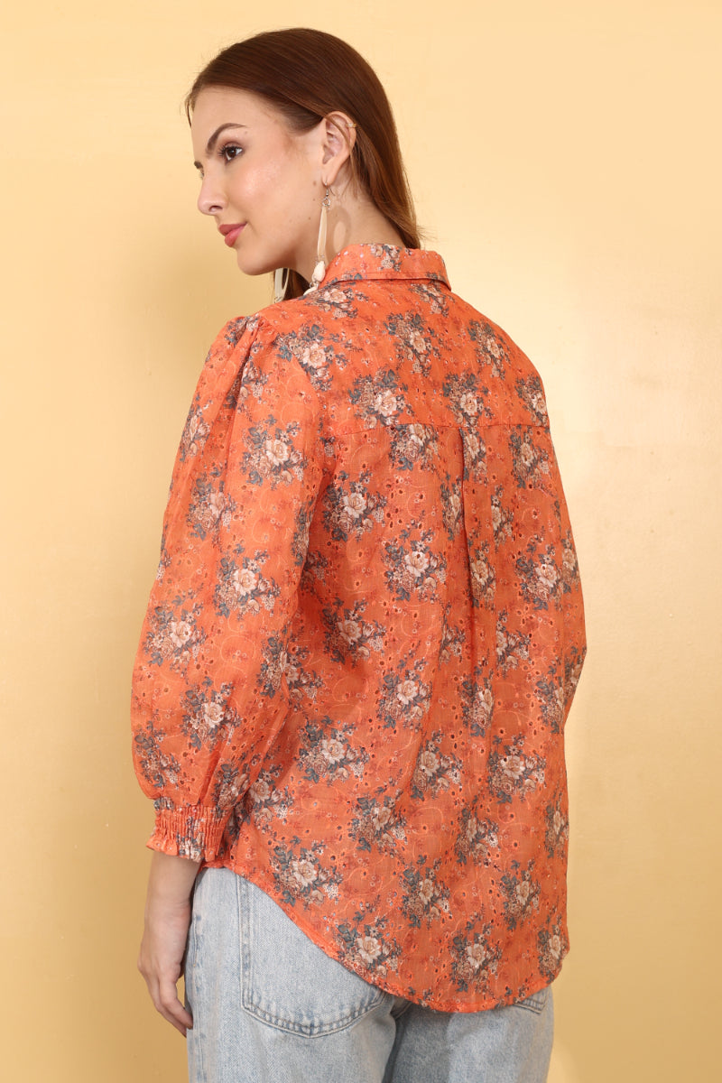Rust Cotton Shifli Shirt