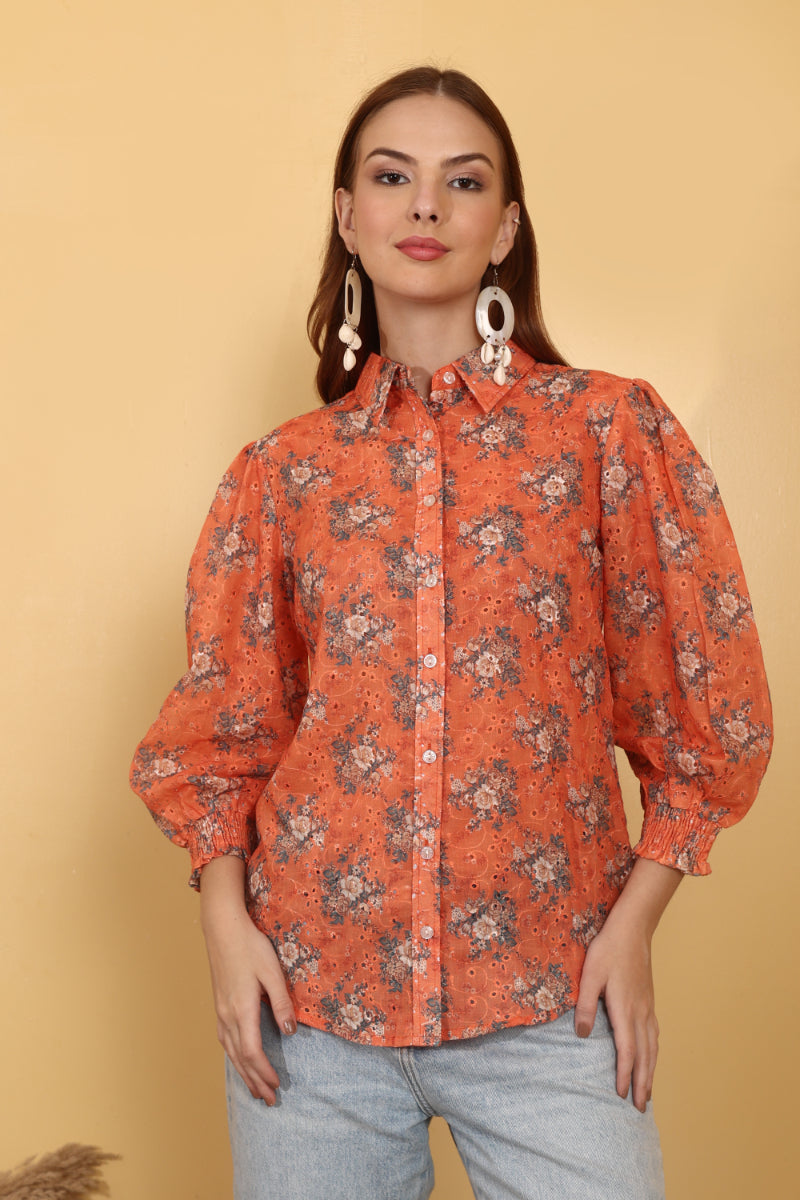 Rust Cotton Shifli Shirt