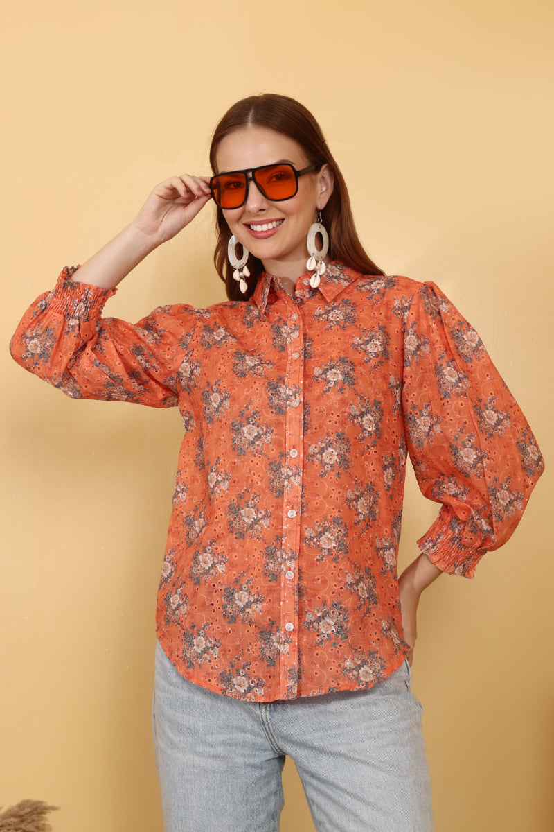Rust Cotton Shifli Shirt