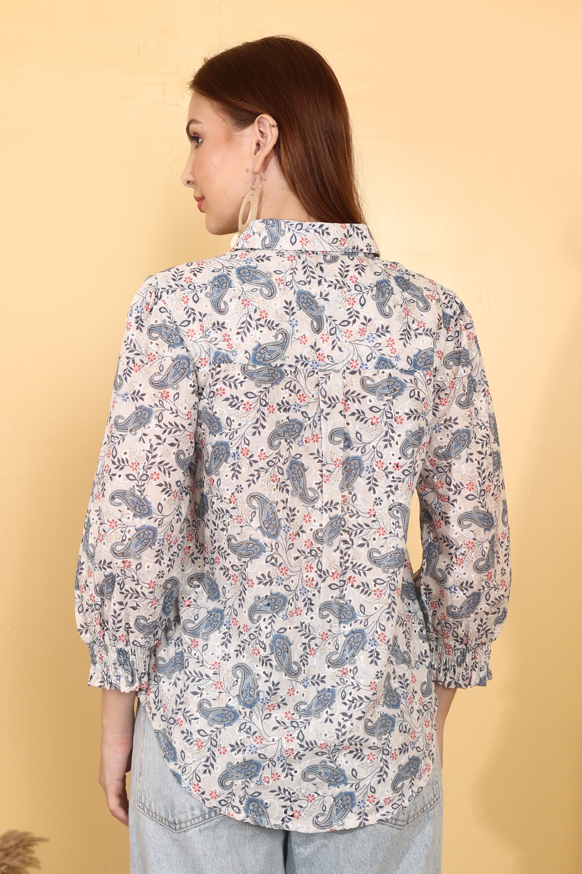 Schiffli Cotton Printed Shirt