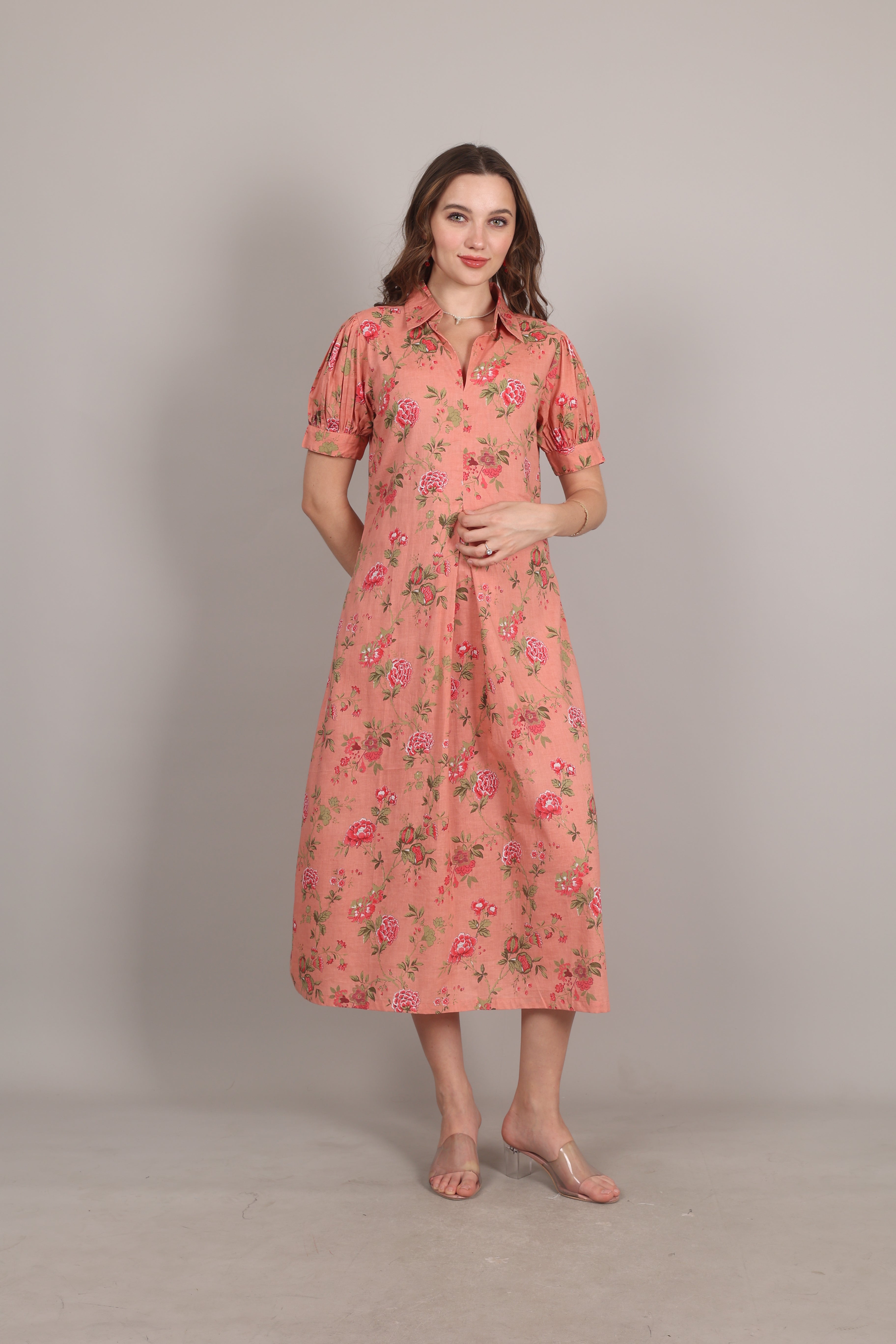 Ink Blue Cotton A-Line Maxi Dress