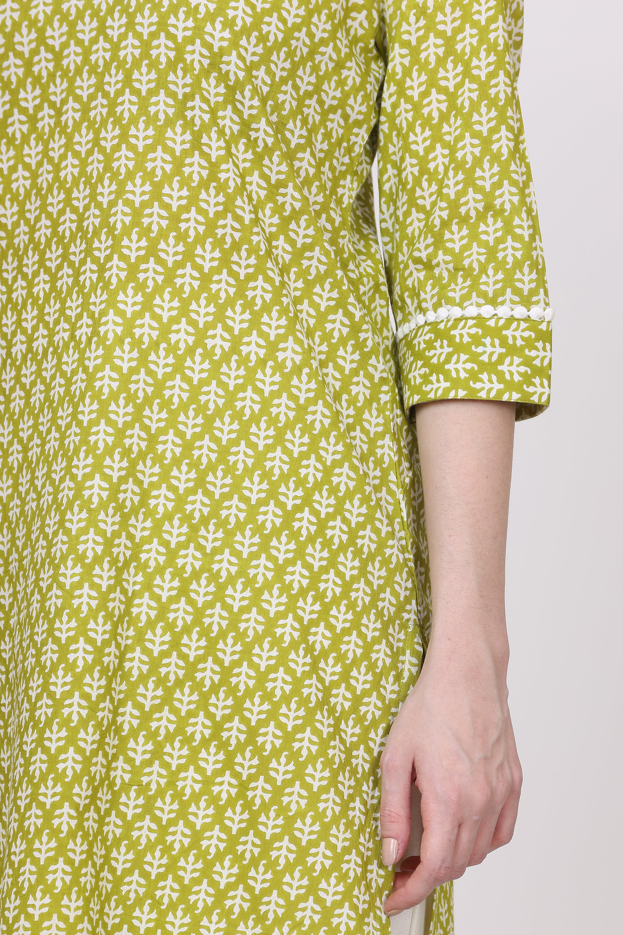 Cotton Straight Kurta with V-Neck & Side Pocket