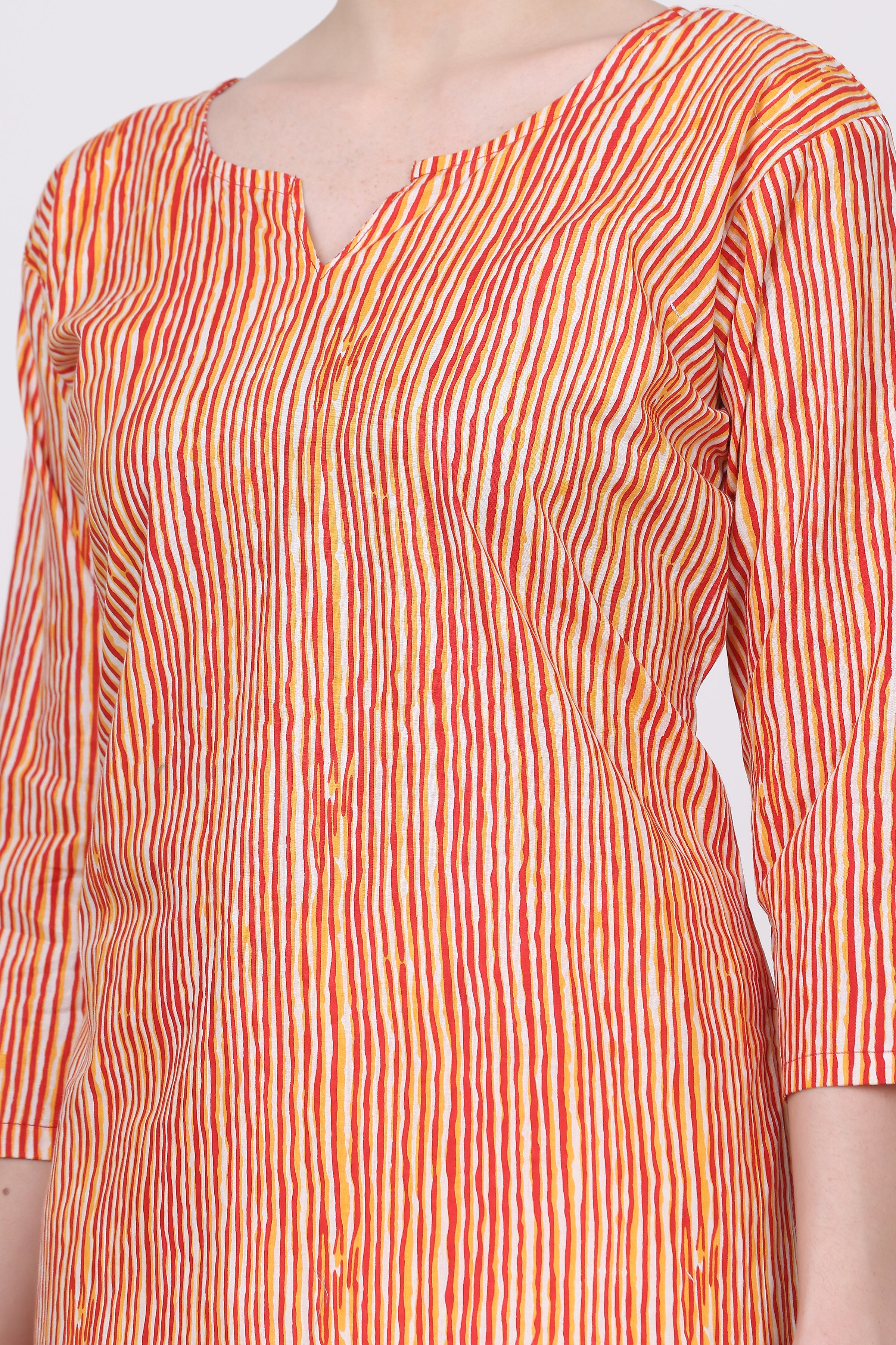 Stripes Print Cotton Short Kurti