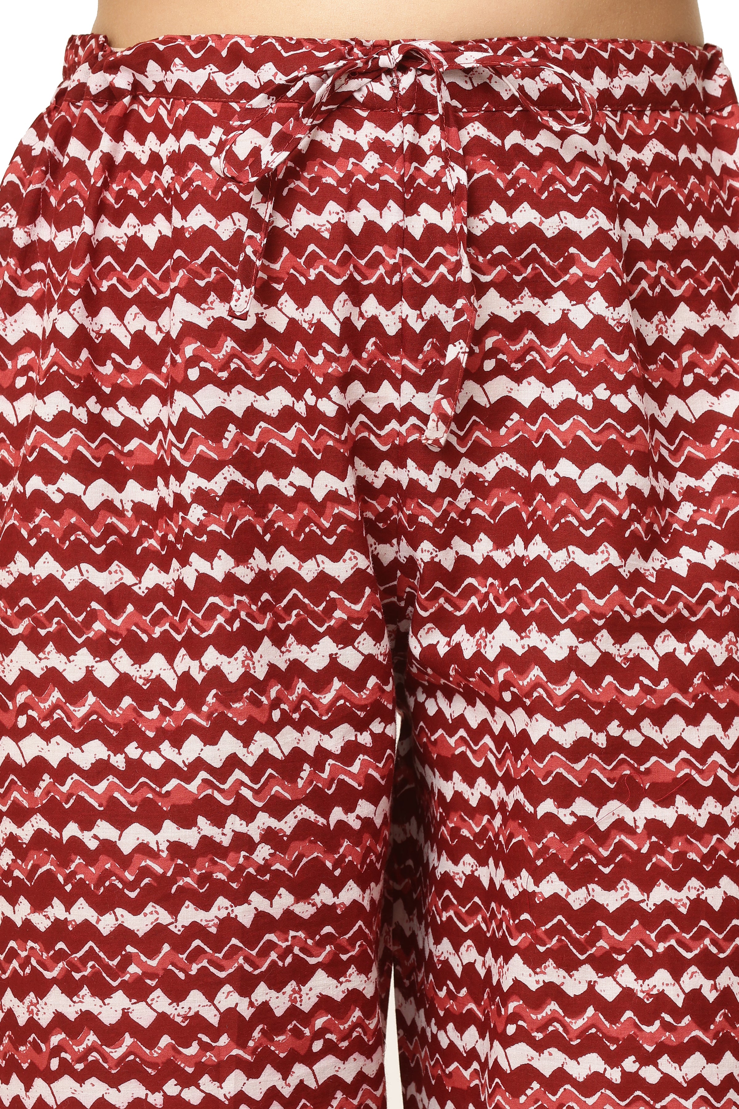 Cotton Jaipuri Print Maroon Coord Set