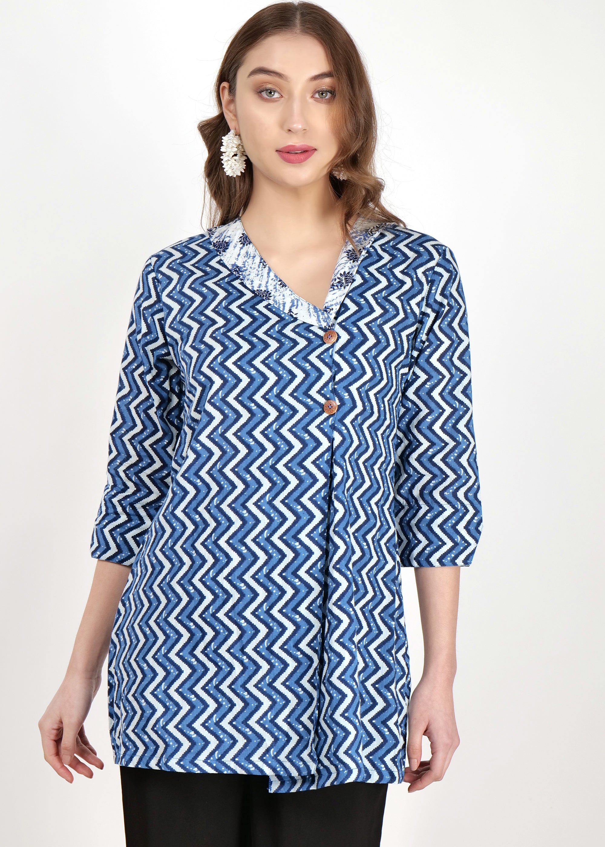 Angrakha Style Cotton Short KurtI