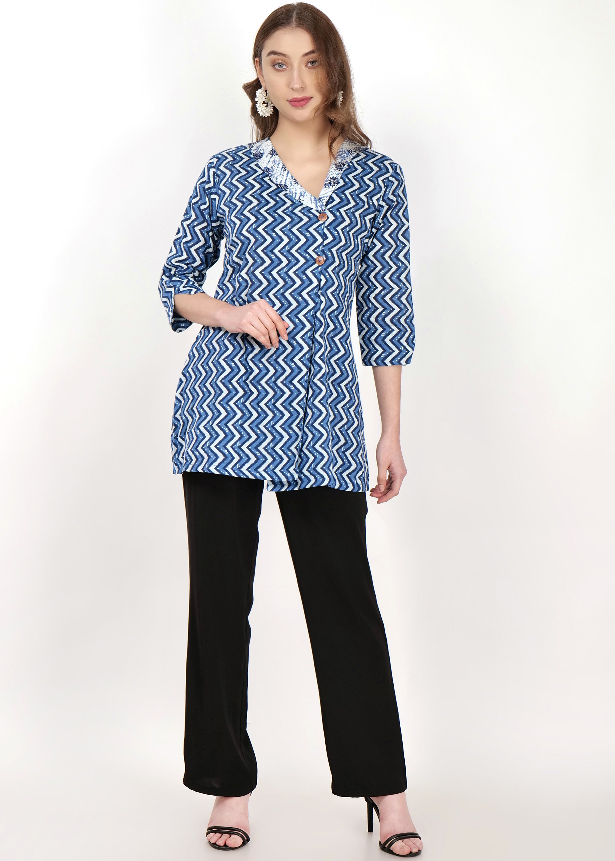 Angrakha Style Cotton Short KurtI