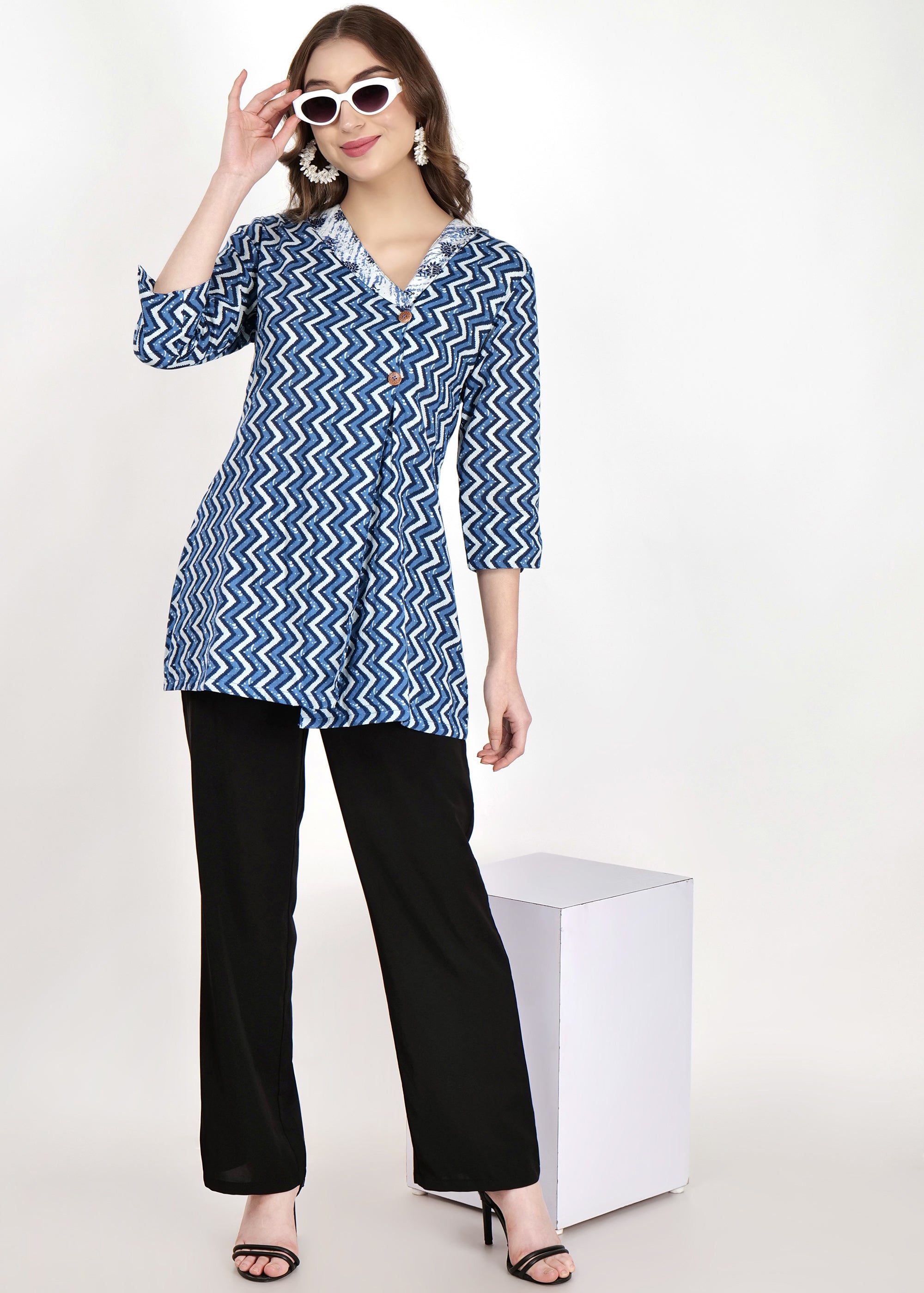 Angrakha Style Cotton Short KurtI