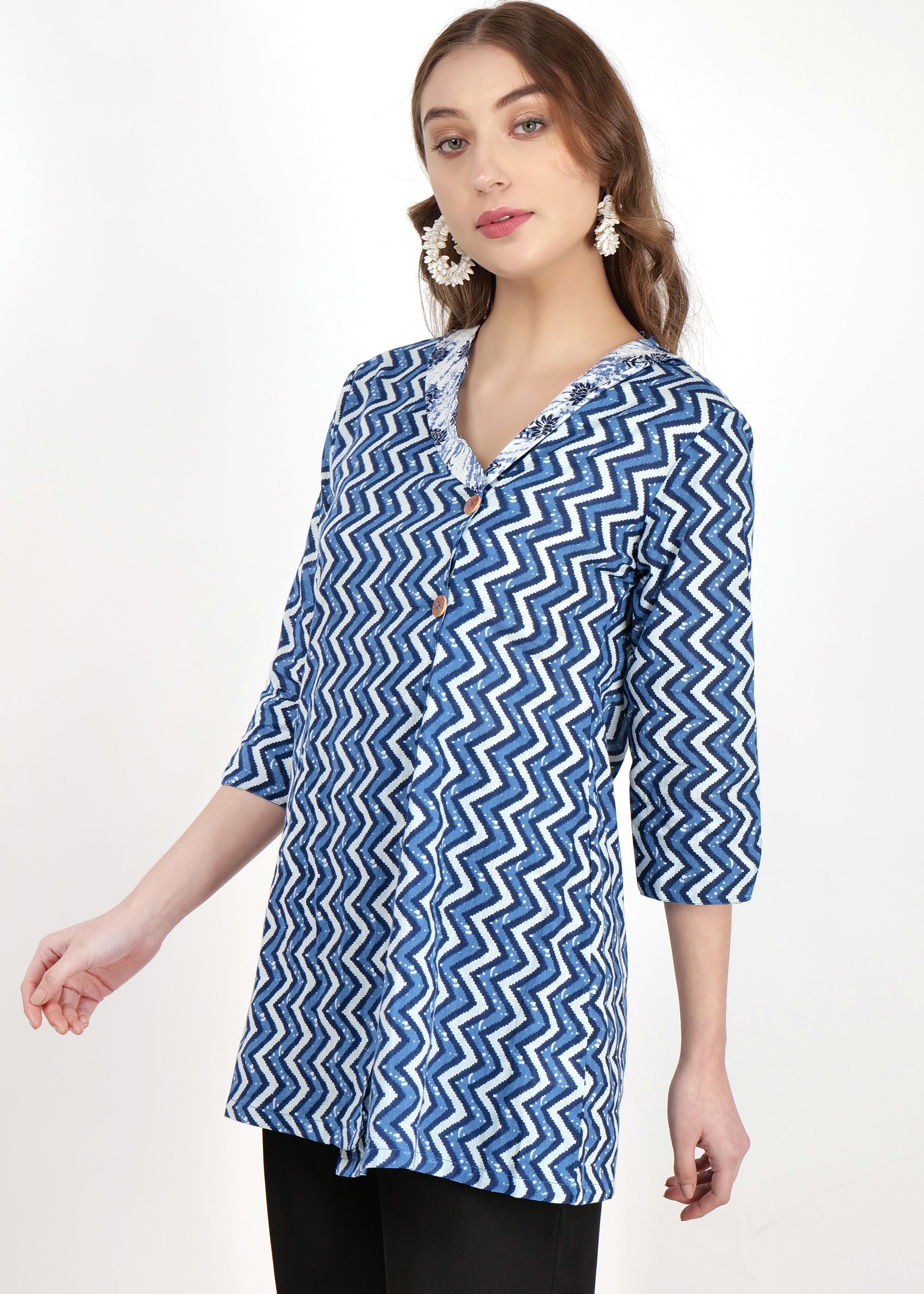 Angrakha Style Cotton Short KurtI