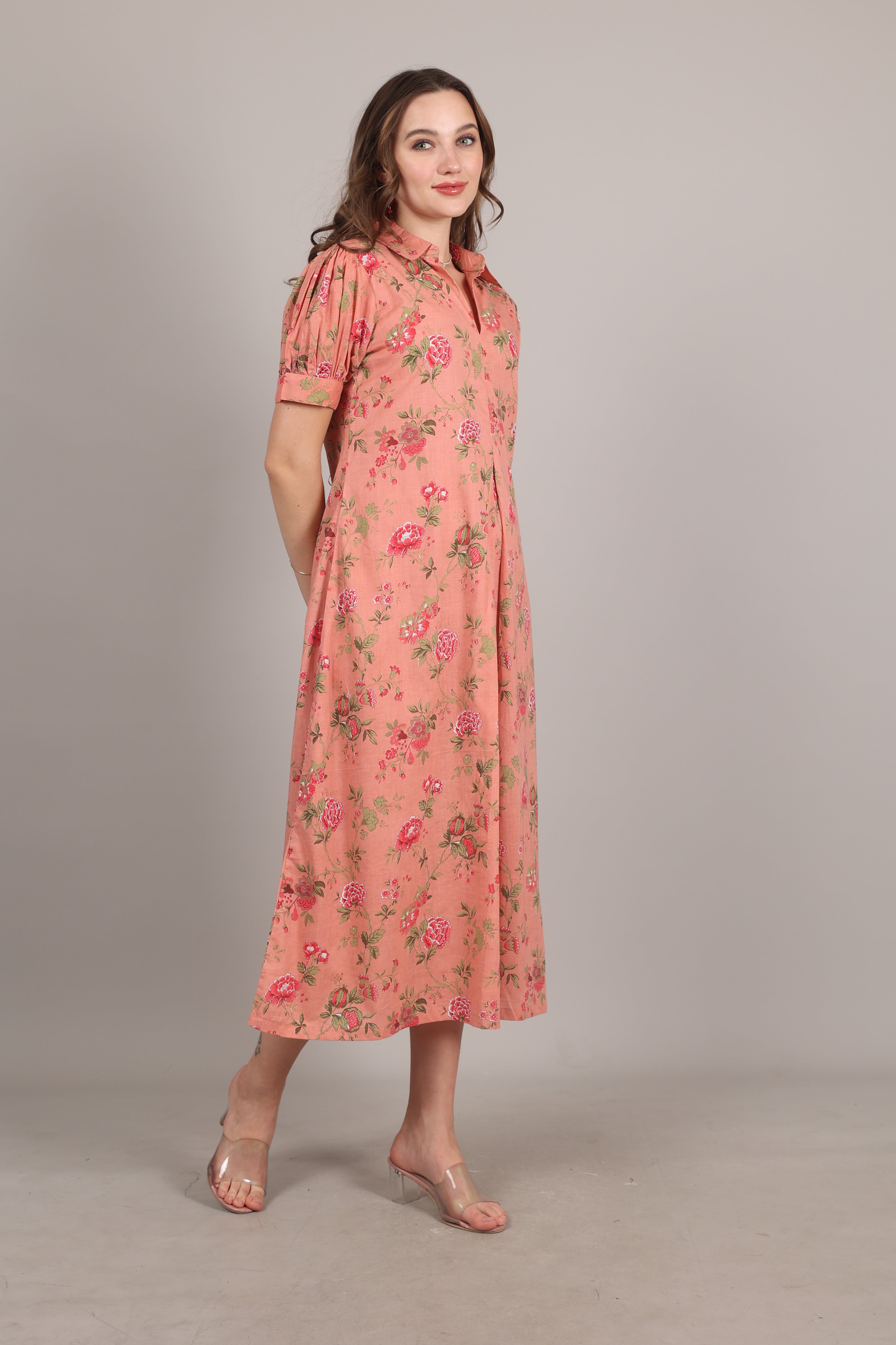 Ink Blue Cotton A-Line Maxi Dress