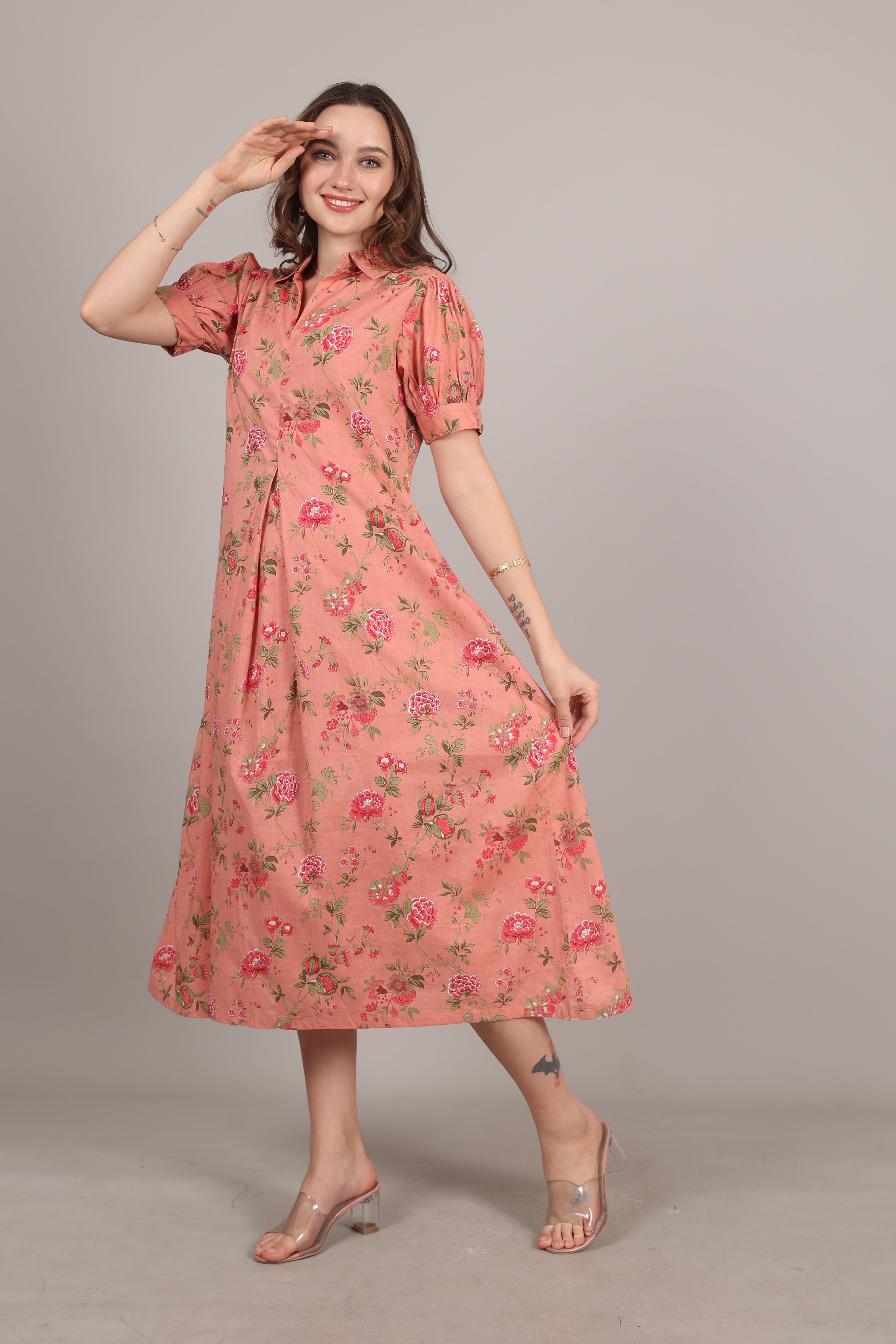 Ink Blue Cotton A-Line Maxi Dress