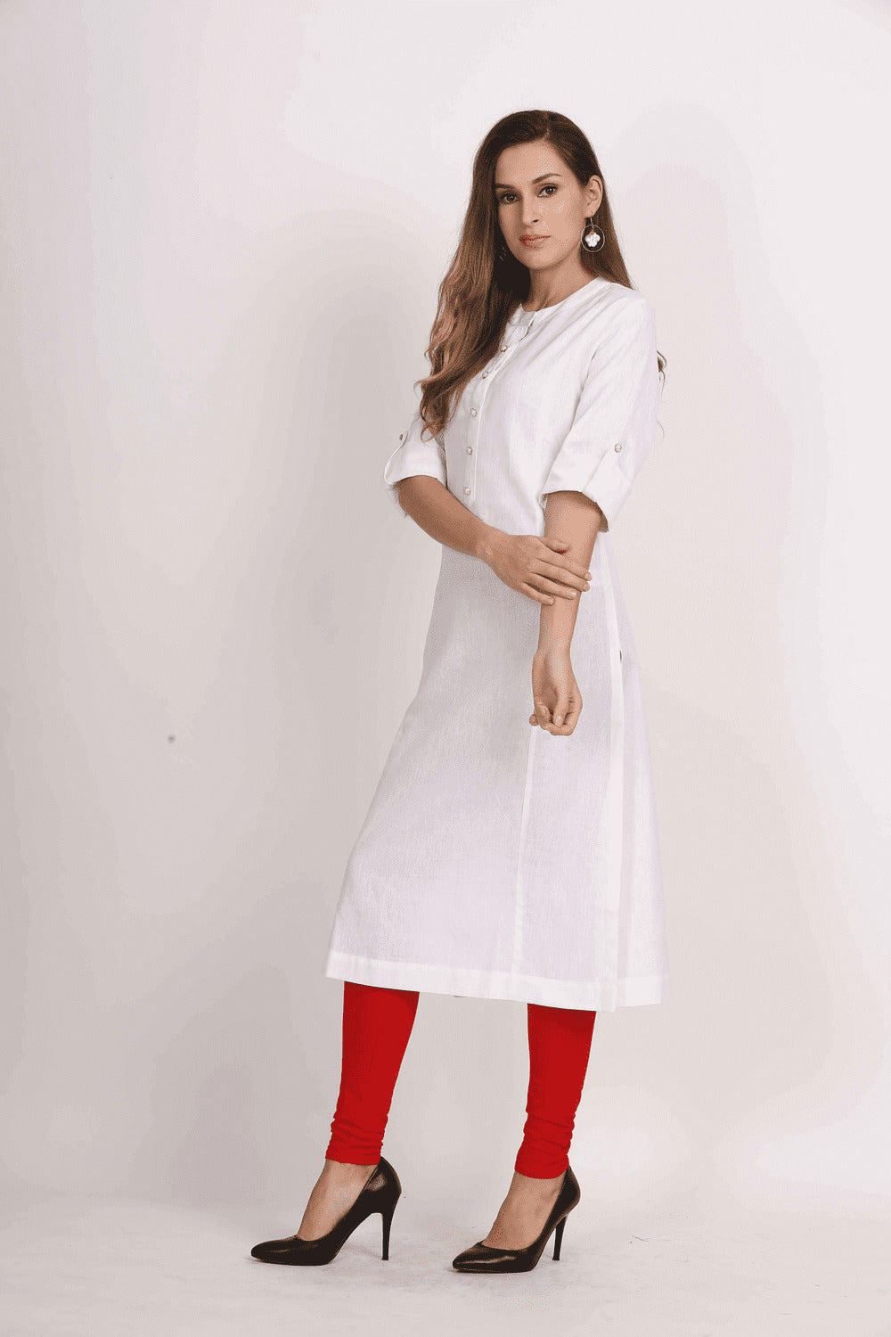Cotton Flex Straight Kurta with Folding Sleeves