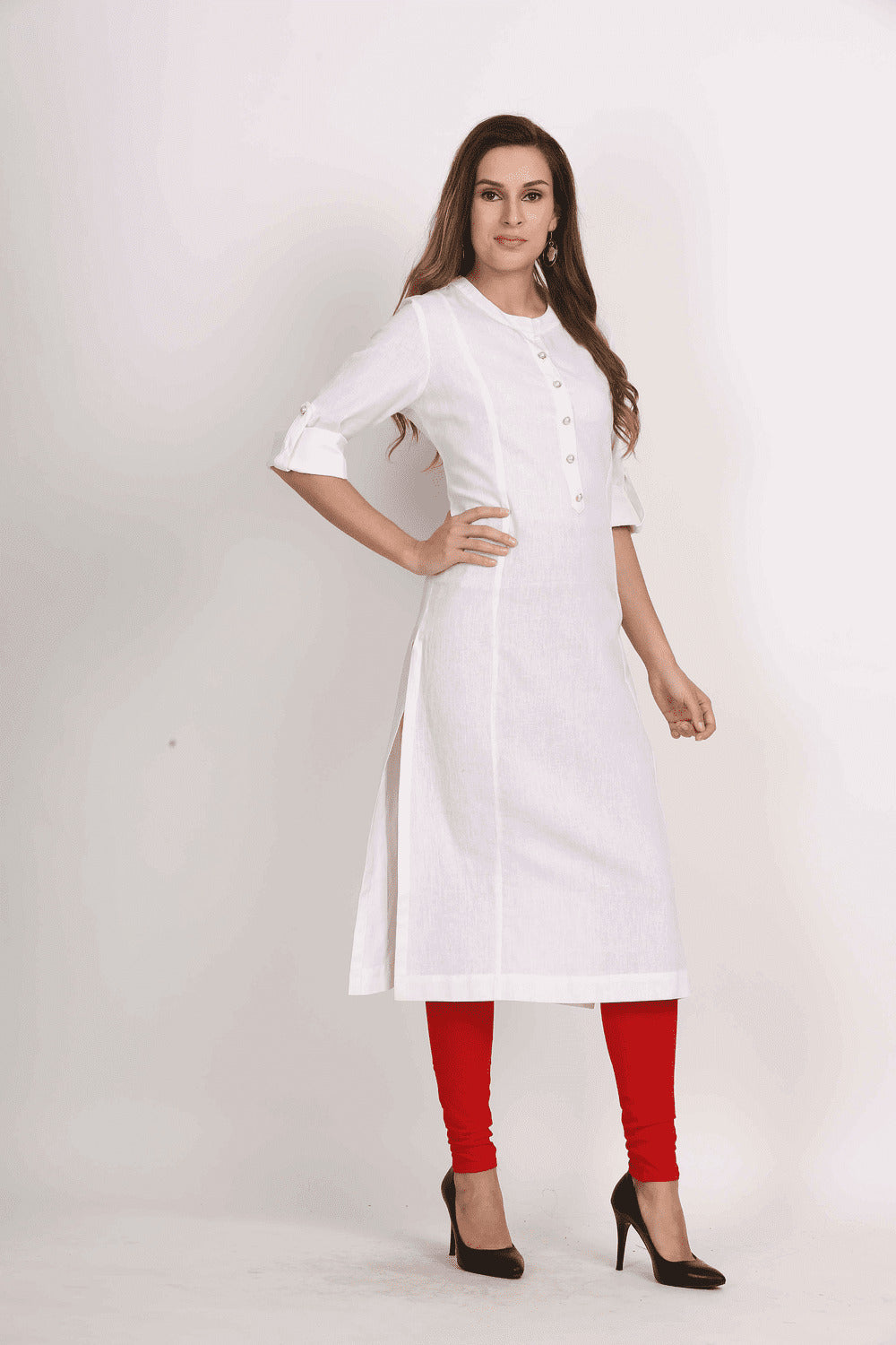 Cotton Flex Straight Kurta with Folding Sleeves