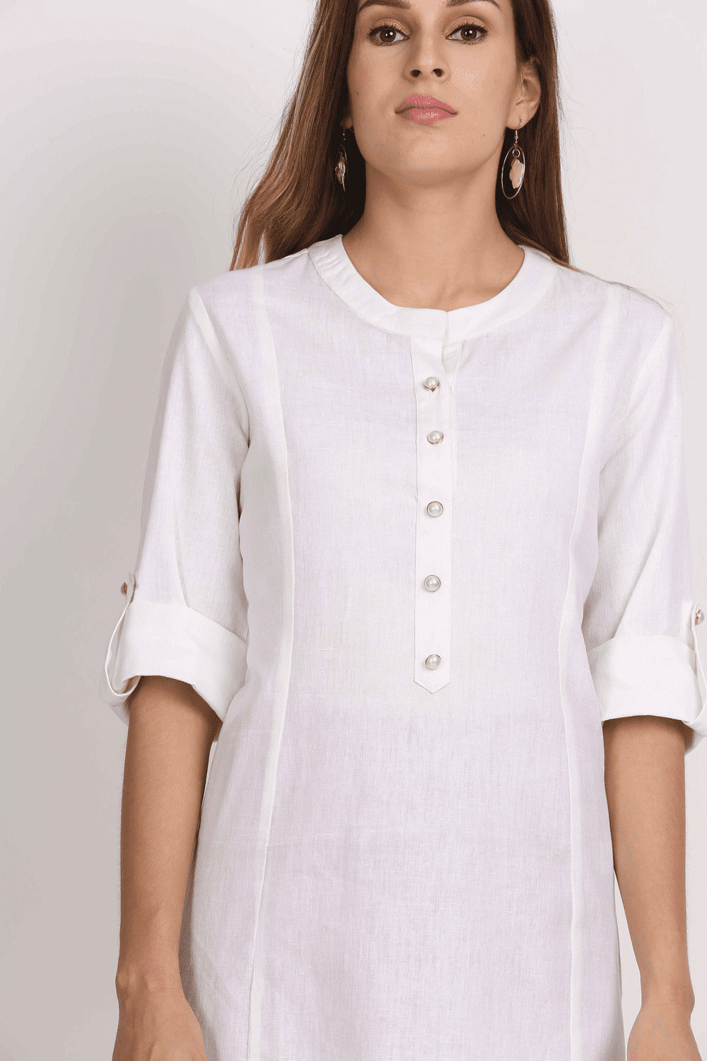 Cotton Flex Straight Kurta with Folding Sleeves