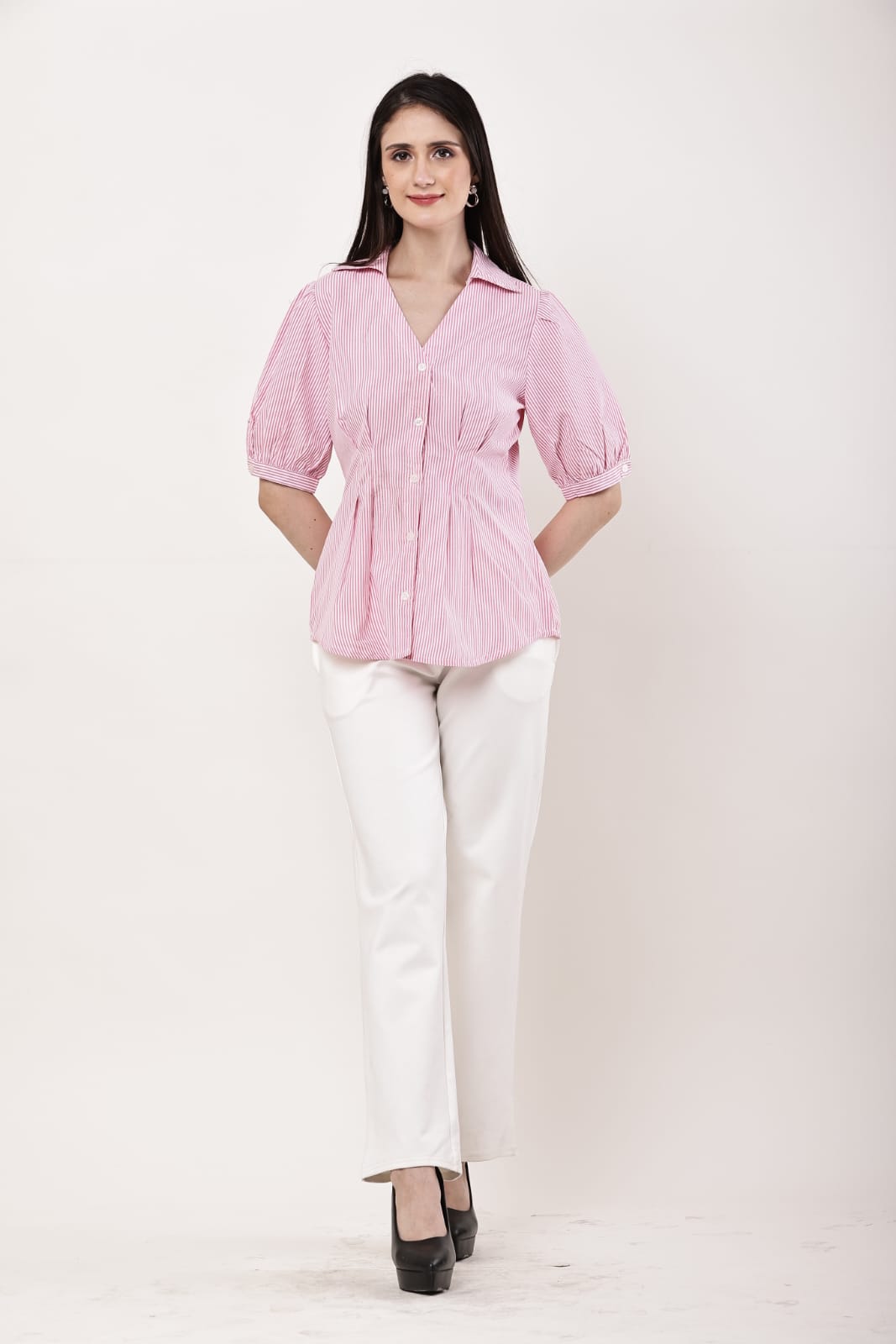 Pink  Pleated Pure Cotton Top