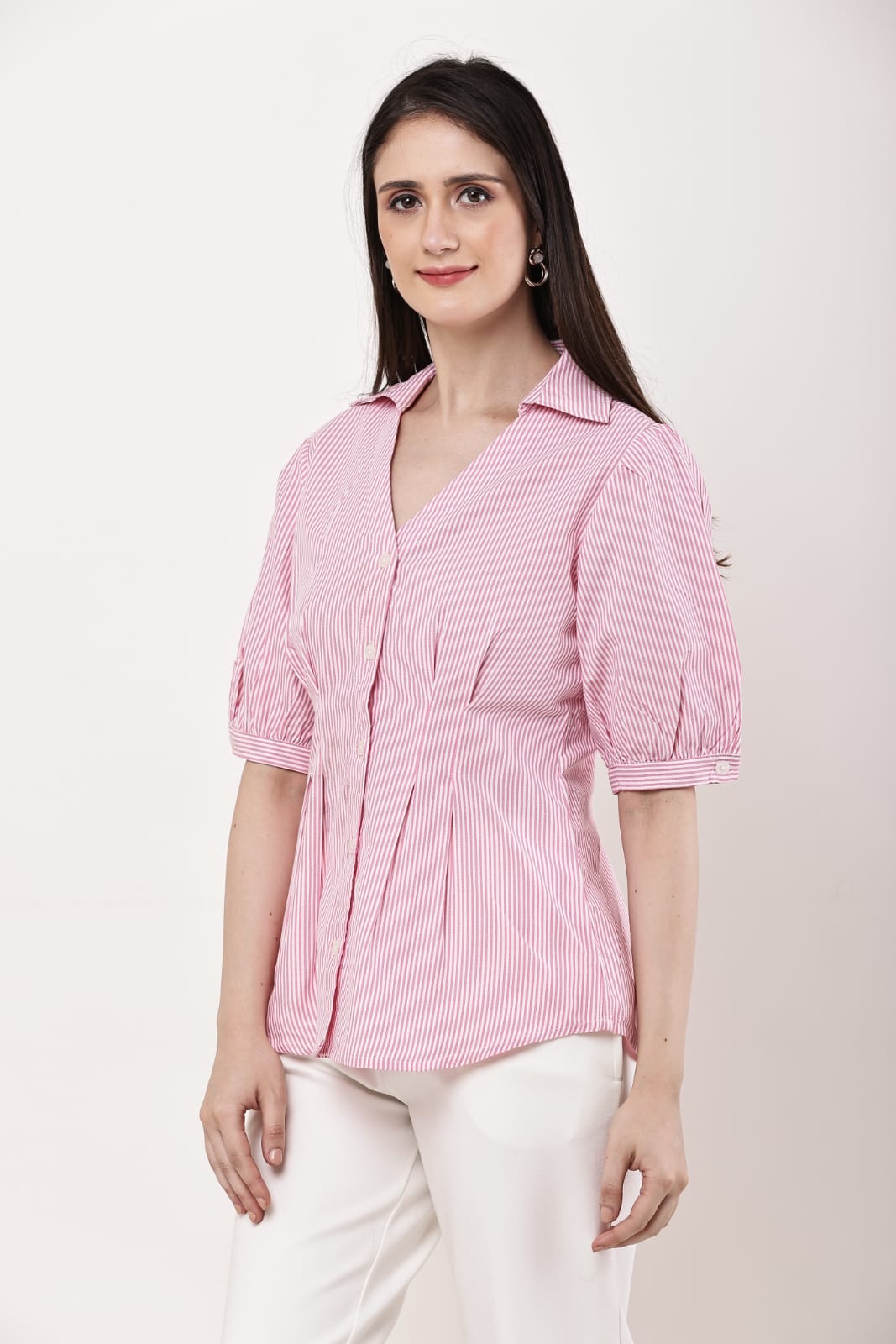Pink  Pleated Pure Cotton Top