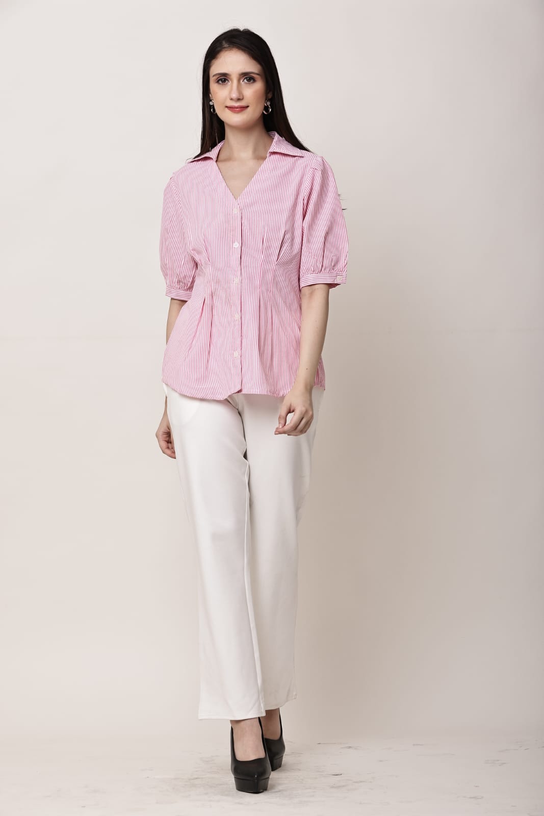 Pink  Pleated Pure Cotton Top