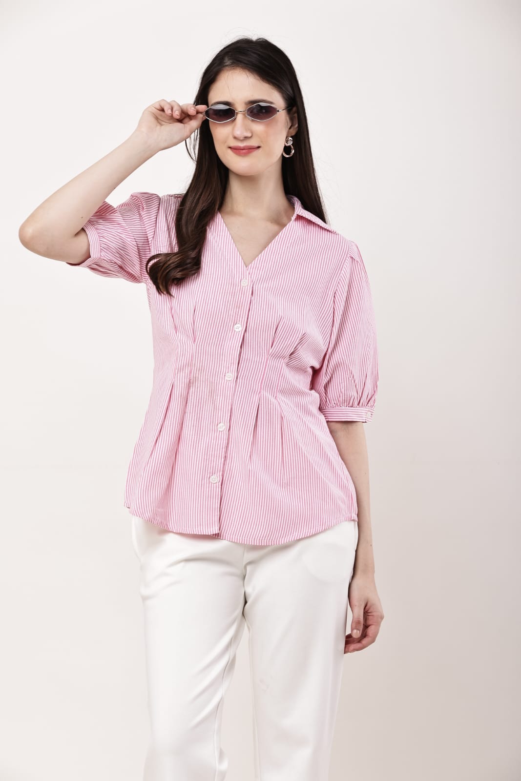 Pink  Pleated Pure Cotton Top