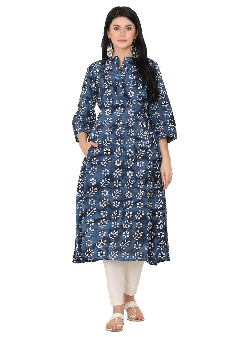 Batik Print Flaired A Line Long Kurta cum Dress