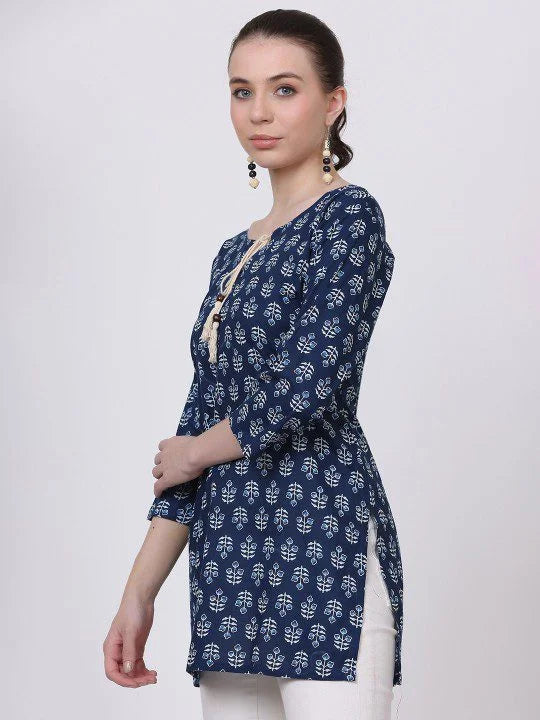 Indigo Cotton Short Top