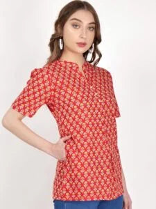 Orange Colour Cotton Short Top