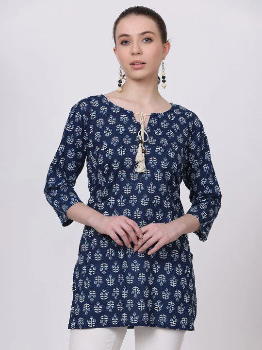 Indigo Cotton Short Top