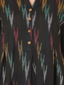 Black Ikkat Cotton A line Short Top