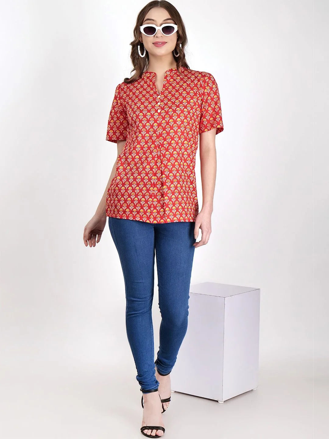 Orange Colour Cotton Short Top