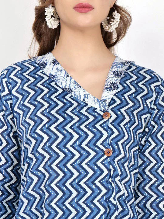 Angrakha Style Cotton Short Kurti