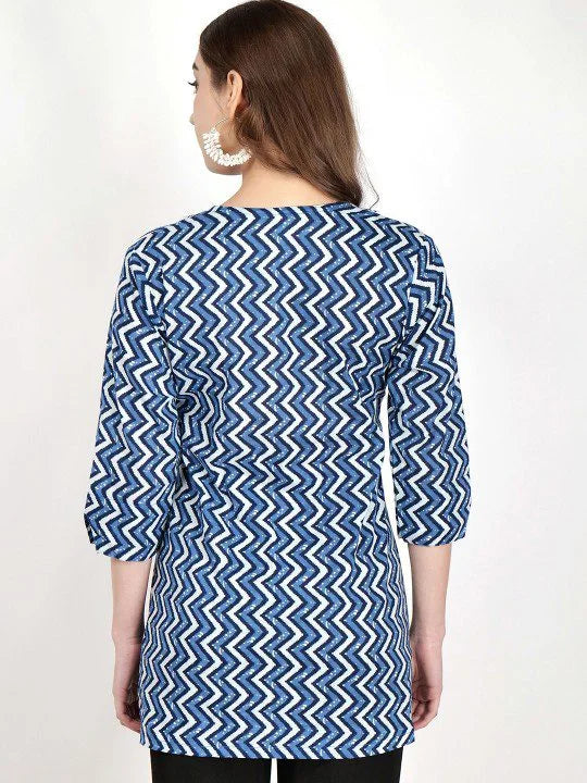 Angrakha Style Cotton Short Kurti