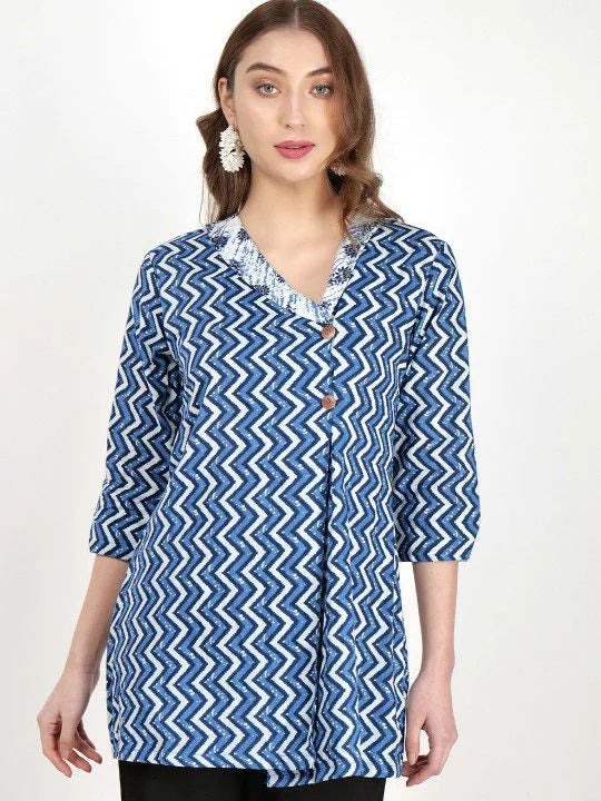 Angrakha Style Cotton Short Kurti