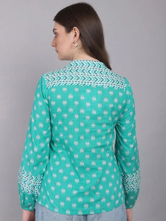 Turq Cotton peplum Cotton Top