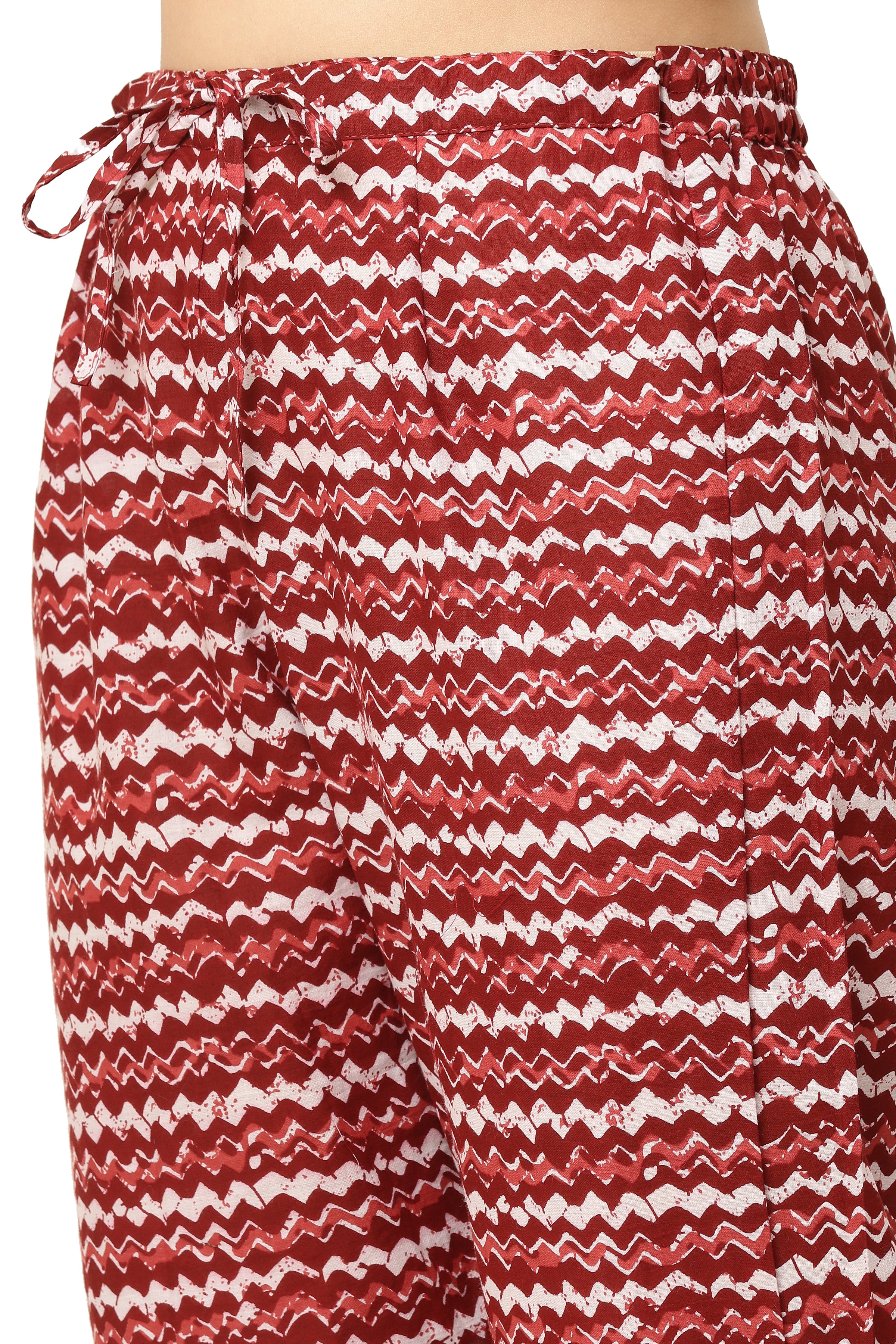 Cotton Jaipuri Print Maroon Coord Set