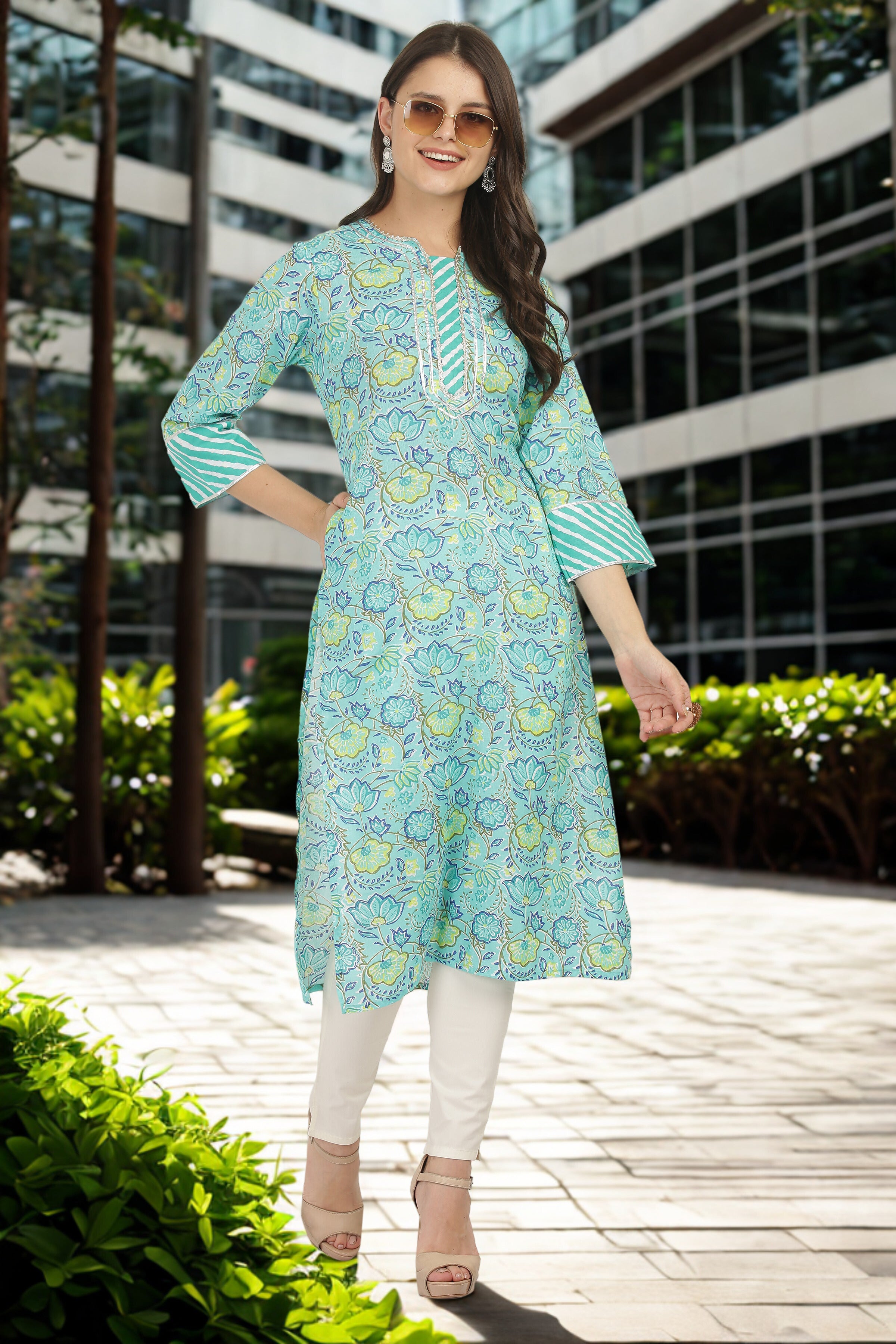 Jaipuri Print Cotton Straight Kurta