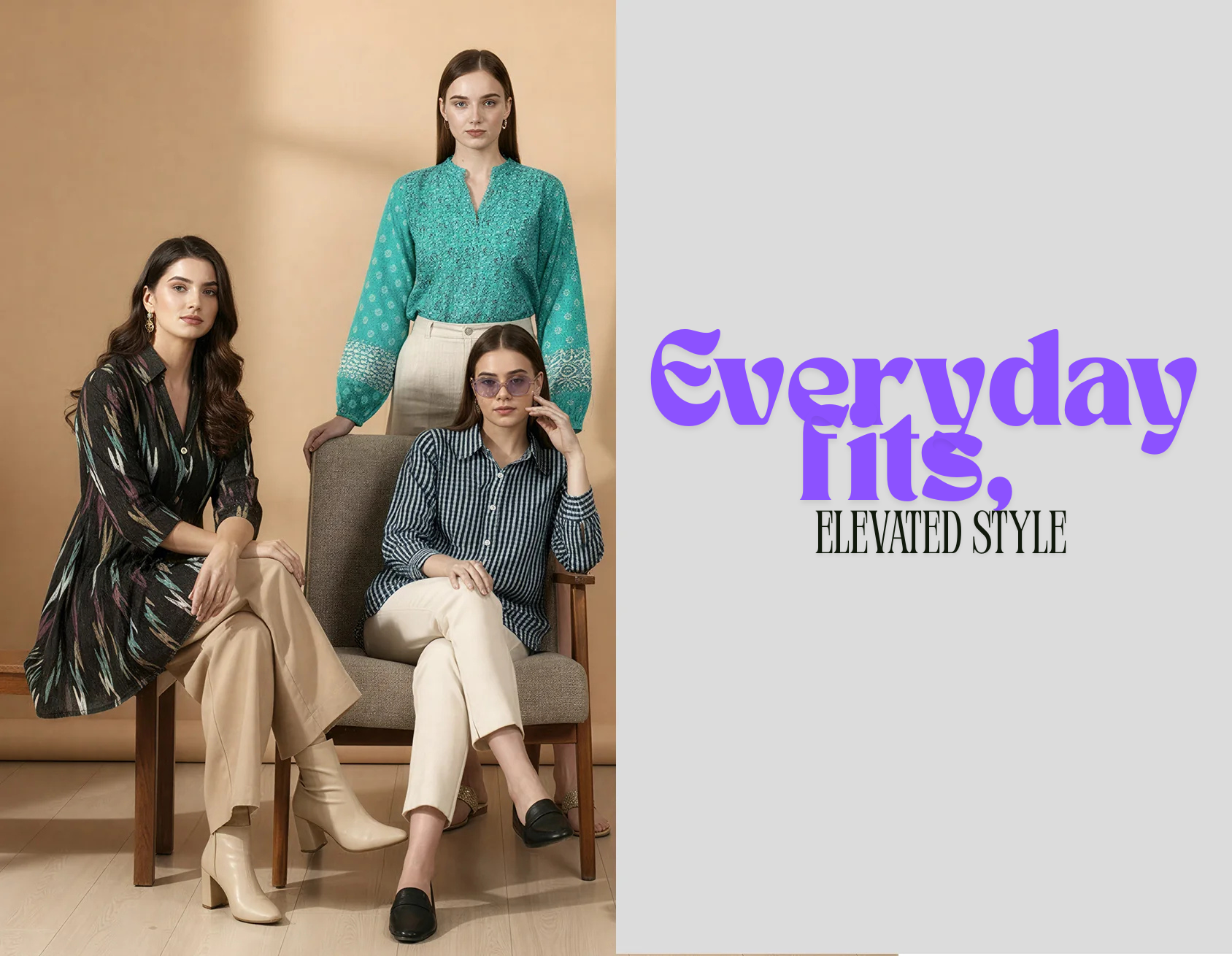 Indigo Lotus Print Short Kurta Main Pose