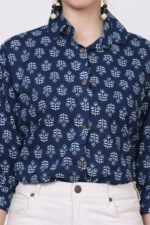 Cotton Indigo colour 3/4 Sleeves Shirt - Image 7