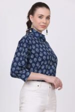 Cotton Indigo colour 3/4 Sleeves Shirt - Image 3