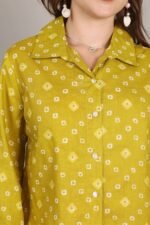 *Mustard Colour Bandhani Print Embroidered Shirt - Image 5