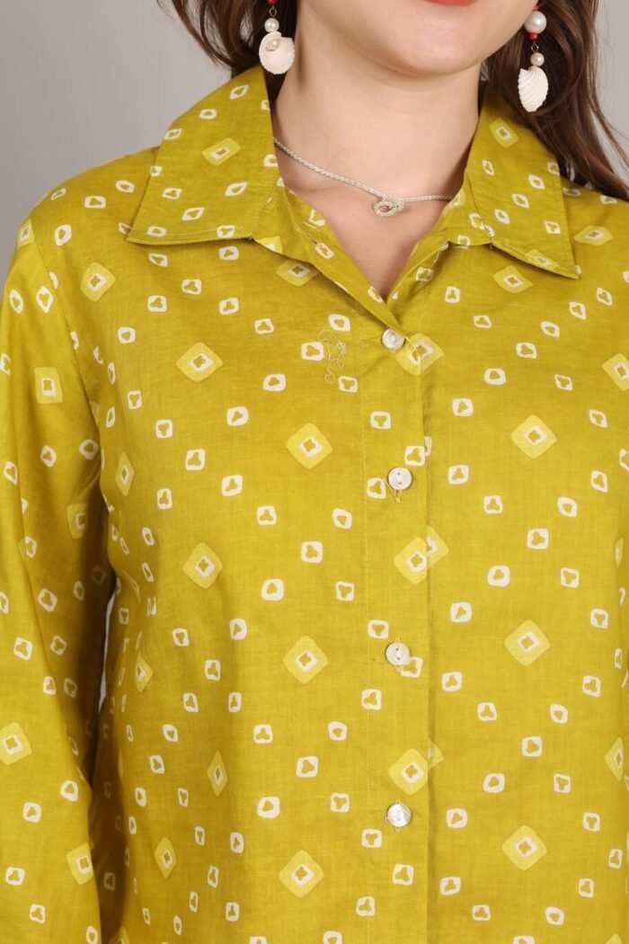 -Navya - Mustard Rajasthani Print Embroidered Shirt - Image 6