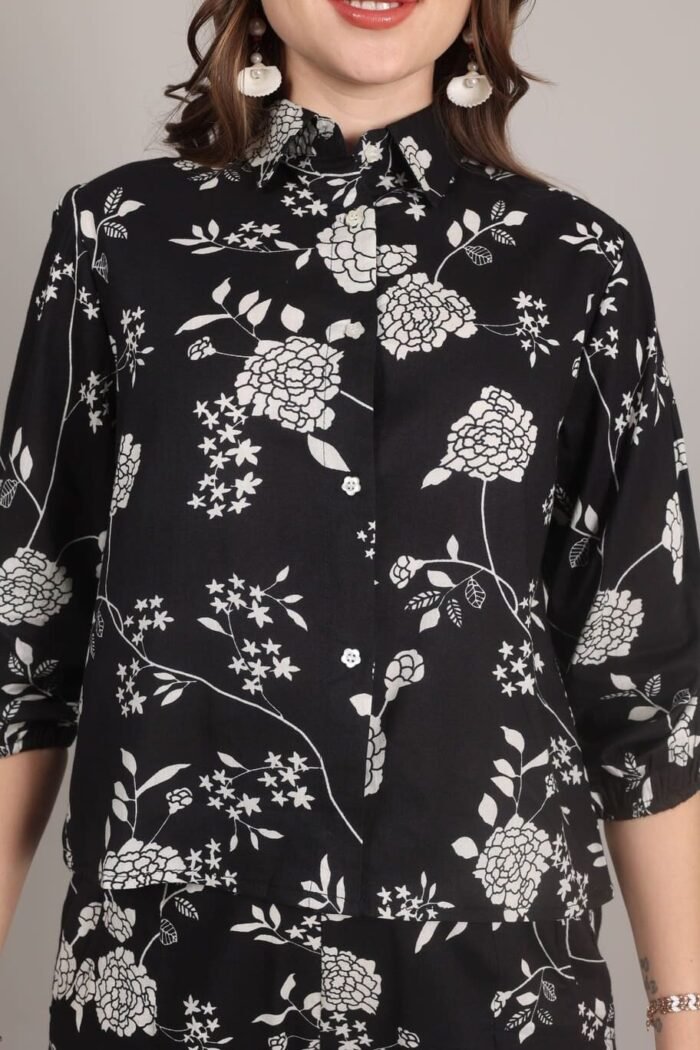 Niraya -  Black Floral Print Coord Set - Image 7
