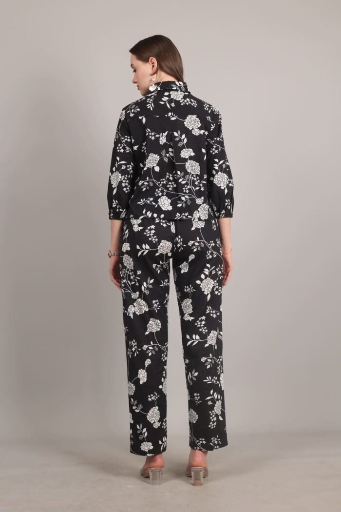 Niraya -  Black Floral Print Coord Set - Image 8