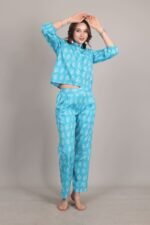 Elegant Sky Blue Print Coord Set - Image 4