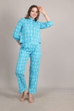 Elegant Sky Blue Print Coord Set