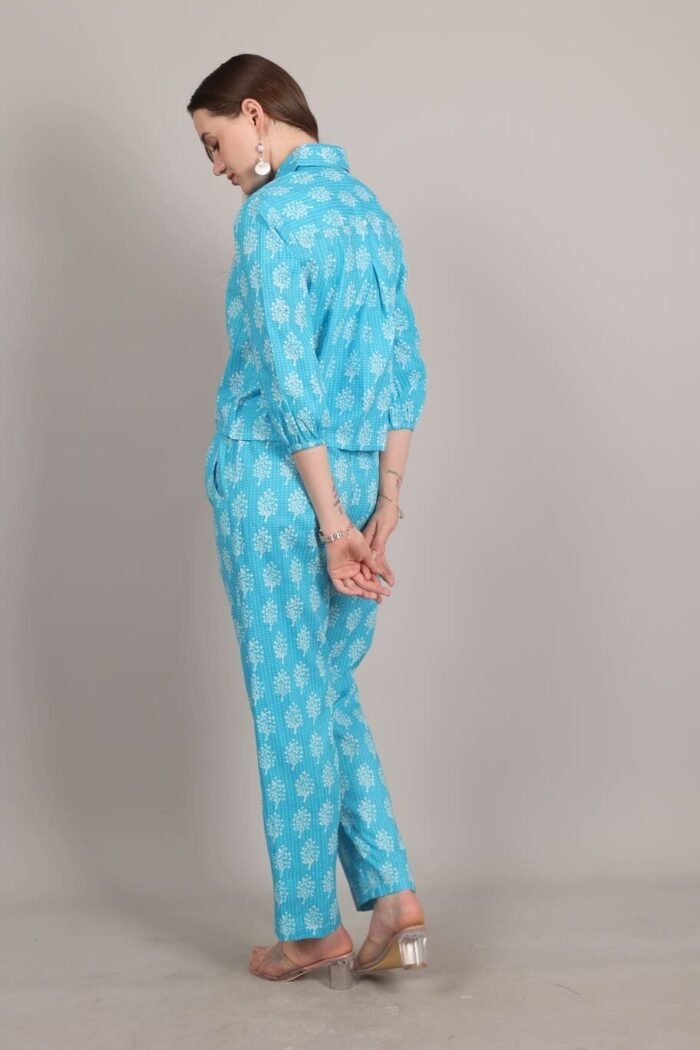 Niraaya- Elegant Sky Blue Print Coord Set - Image 6