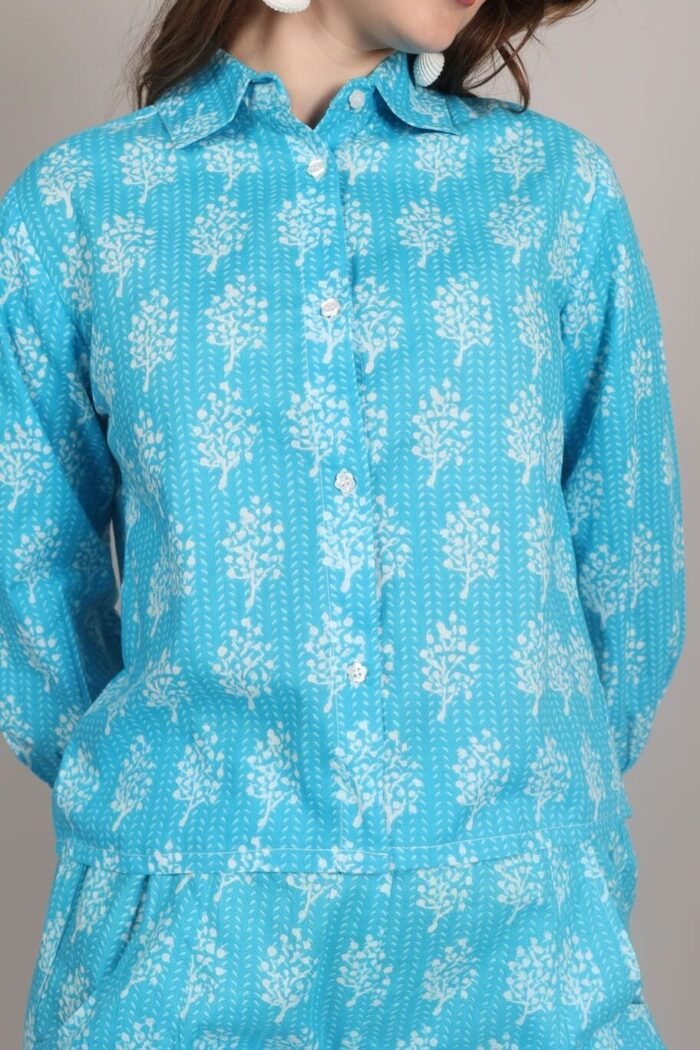 Niraaya- Elegant Sky Blue Print Coord Set - Image 9