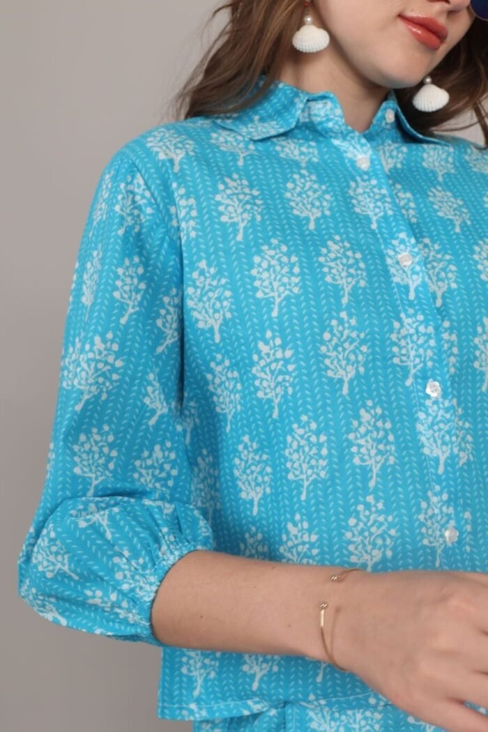 Niraaya- Elegant Sky Blue Print Coord Set - Image 10