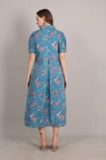 Ink Blue Cotton A-Line Maxi Dress - Image 7