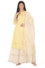 Lemon Chanderi Straight Kurta